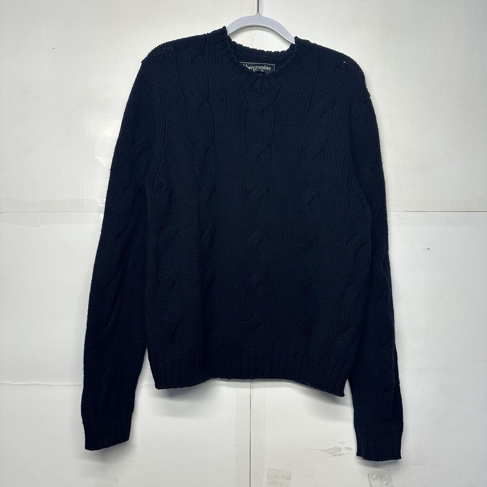 Abercrombie & Fitch Vintage Women’s XL Navy Cable Knit V-neck Sweater